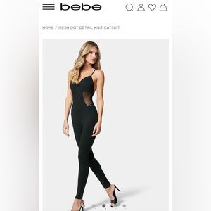 BEBE MESH DOT DETAIL KNIT CATSUIT Size M